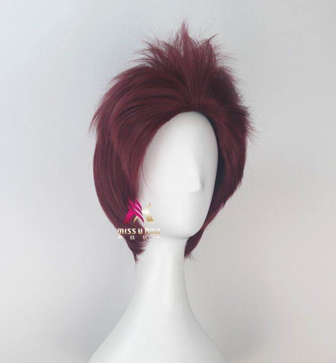 ready-player-one-artemis-cosplay-burgundy-short-wig-halloween-heat-resistant-synthetic-wig