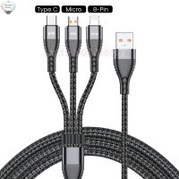 อะแดปเตอร์สาย Usb ถักไนล่อน6A,3 In 1ชาร์จเร็วมากสำหรับ Huawei Iphone Xiaomi