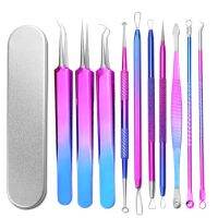 【cw】 10PCS Acne Needle Gradient Color Blackhead Remover Extractor High-quality Tools With Metal