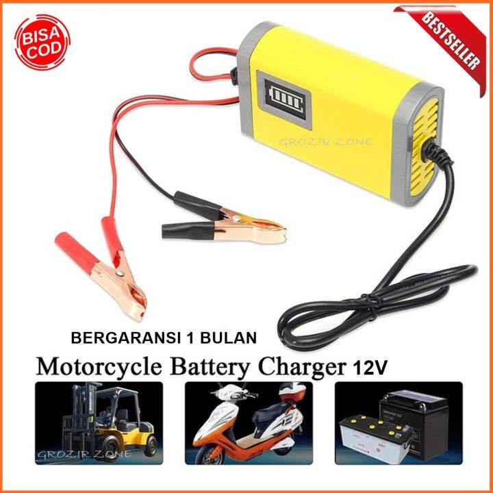 Alat Cas Aki Pakai Listrik 2A 12 VOLT Motor Dan Mobil Charger Casan