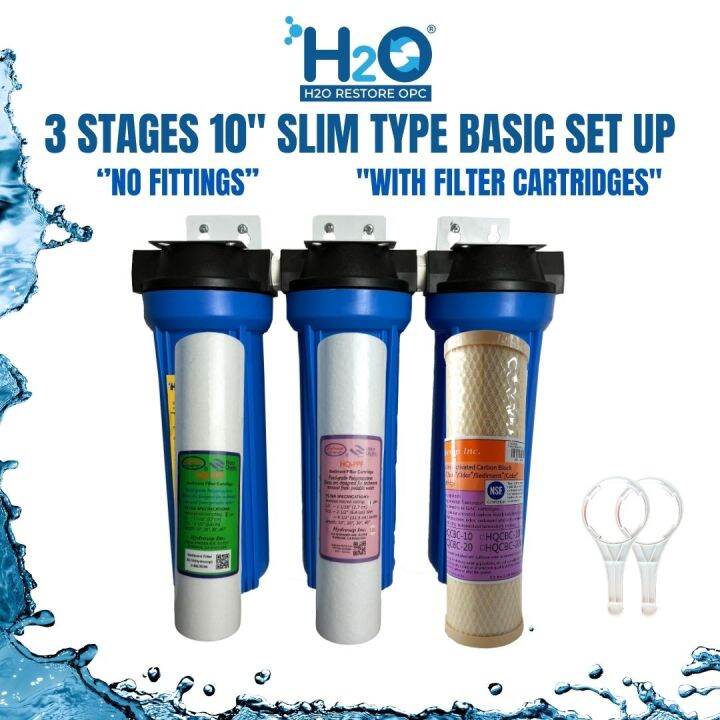 Water Filter 3 Stages 10” Slim type Basic No Fittings Ideal for ...