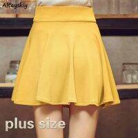 ▧◕◆ Skirts Women High Waist A-line Solid Mini Korean Style Trendy All-match Leisure Streetwear Vintage Daily Kawaii Hot Sale College