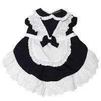 Maid Skirt Pet Dog Clothes Princess Dress Clothing Dogs Super Small Cute Chihuahua Print Summer Black White Girl Mascotas Dresses