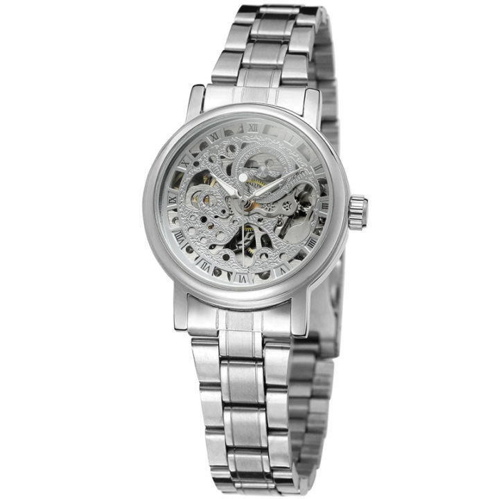 xinsu-นาฬิกาข้อมือผู้หญิงนาฬิกากลไกอัตโนมัติลายโครงกระดูก-นาฬิกาข้อมือนาฬิกาข้อมือสายเหล็กเลขโรมัน