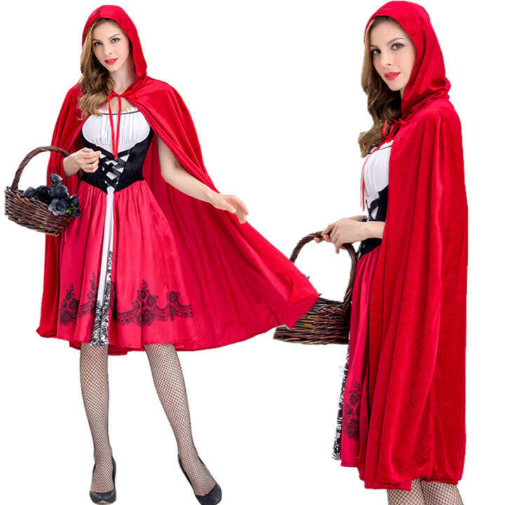 Women Little Red Riding Hood Costume Adult Christmas Halloween Party ...