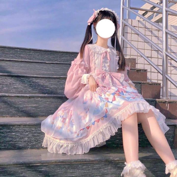 สวนสนุกในฝันกระโปรงโลลิต้า-op-หวานน่ารัก-lolita-ชุดเดรส