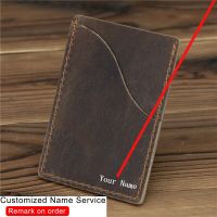 Customized Name Card Holder 100% Genuine Leather Wallet Business Men Woman Credit Card Holder Wallet Bank Card Case Smart Wallet Card Holders