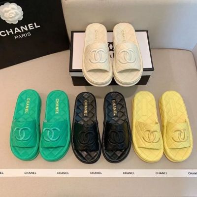 【high quality】original CC 2022 summer new style casual outer wear flat shoes summer new style womens shoes slippers for women slides outside wear sandals for women