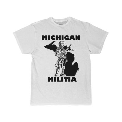 เสื้อยืดแขนสั้นพิมพ์ลาย Michigan Militia สีดํา  GSZT