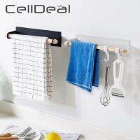 Wooden Bathroom Towel Rack Hanger Bar Kitchen Cabinet Clear Film Rag Holder Hanging Organizer Toilet Roll Shelf