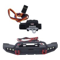 Nylon Front Bumper with Winch LED Light for TRX4M 1/18 RC Crawler Car Upgrade Parts Accessories