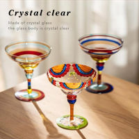 Coloured Drawing Margarita Wine Glasses Creative Colorful tail Cup Elegant Goblet Wedding Party Drinkware Champagne Cup