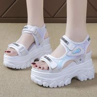 Rimocy New Sequins Platform Chunky Sandals Women 2021 Wedges High Heels Summer Sandal Woman Open Toe Casual Sports Shoes Ladies