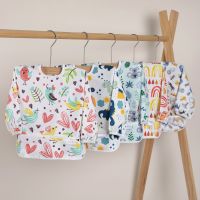 【DT】hot！ New Baby Toddler Sleeve Smock Feeding Bib Cartoon Apron With Kids 6-24M