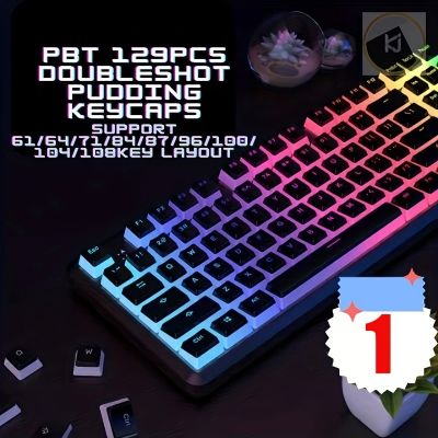 Pudding Keycap 129-Keys Backlit Oem Height Pbt Material Two-Color Cap Mx Compatibility Mechanical