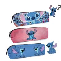 QIAOWEIS ภาพการ์ตูนปัก Lilo Stitch ขนาดใหญ่กล่องดินสอไม้บรรทัด Pouch Pensil ตะเข็บพิมพ์ลายกระเป๋าดินสออุปกรณ์การเรียนสำนักงาน