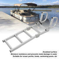 5 ขั้นตอนเรือพับบันไดอลูมิเนียม 200KG ความจุโหลด Marine Pontoon Ladder สำหรับเรือยอชท์ในมหาสมุทรเรือสระว่ายน้ำ