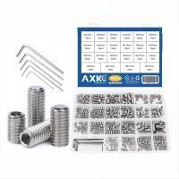 666Pcs Flat Point Set Screw Stainless Steel Hexagon Socket Grub Screw Kit M2 M3 M4 M5 M6 M8 Headless Screw Set Assortment Kit Nails Screws Fasteners