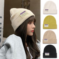 ทำด้วยผ้าขนสัตว์ถัก Beanies หมวกสำหรับผู้หญิงสาว JK เกาหลีสีทึบหูอุ่น S Kullies หมวกสบายๆฤดูหนาวฤดูใบไม้ร่วง Windproof แตงโมหมวก