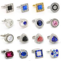 【YF】 Free Shipping Crystal Cufflinks 28 Stone Designs Hotsale Copper Material Cuff Links Whoelsale retail