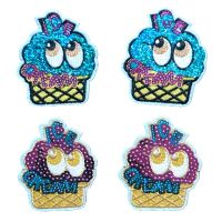 10PCS/lot Cartoon Sequins ICE CREAM Patch Iron on Sequined Embroidery Applique Patches for Clothes DIY Garment Accessories