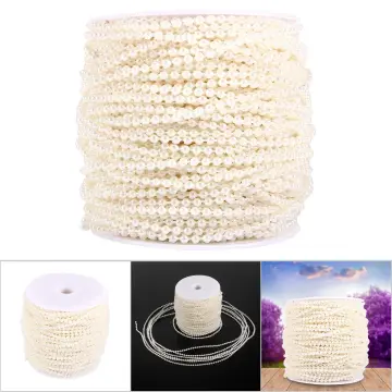 50M/Roll Beige/White Pearl Beads Chain,3mm Artificial Pearl Beads