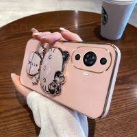 เคสสำหรับ Huawei Nova 11 /Nova 11i / Nova 11 Pro พร้อมขาตั้งกระจกแต่งหน้าแมวน่ารักกรอบสี่เหลี่ยมชุบ6D หรูหรากรณีที่โทรศัพท์ของผู้ถือมันวาวกรอบหลังป้องกันซิลิโคนนิ่มสำหรับเด็กผู้หญิง