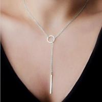 Minimalist Stainless Steel Bar Pendant Necklace For Women Girls Triangle Circle Lariat Necklaces Simple Jewelry Free Shipping