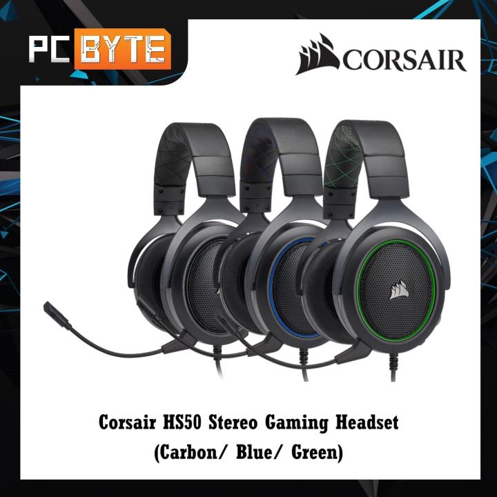 Corsair HS50 Stereo Gaming Headset Carbon Blue Green Lazada