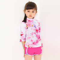 JULY SAND Girls Swimwear Baby Two-Piece Swimsuit Floral Printed Childrens Beachwear Skin Care Kids High-end BathingSuit