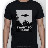 เสื้อยืดคอกลมcrew neckเสื้อยืด พิมพ์ลายตัวอักษร I WANT TO LEAVE X Files Inspired Brexit Trump Tories แนวสตรีท สําหรับผู้  QUE0