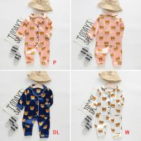 【Superseller】Baby Kids Boys Girls Cartoon Bear Print Outfits Set Short Sleeve Blouse Tops+Shorts Sleepwear 0-4 Years Old