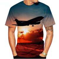 2023 Summer New Fashion 3d T-shirt Blue Sky And Airplane Print Children Casual Breathable Oversized Short-sleeved Clothing Tops Tees