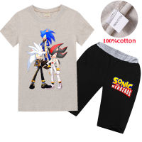 Sonic The Hedgehog เสื้อยืดกางเกงขาสั้นชุดเด็กชายหญิงแขนสั้นฤดูร้อน Tee เสื้อสั้นกางเกงชุดพิมพ์ Hip-Hop สไตล์เกาหลีน่ารัก RT1289