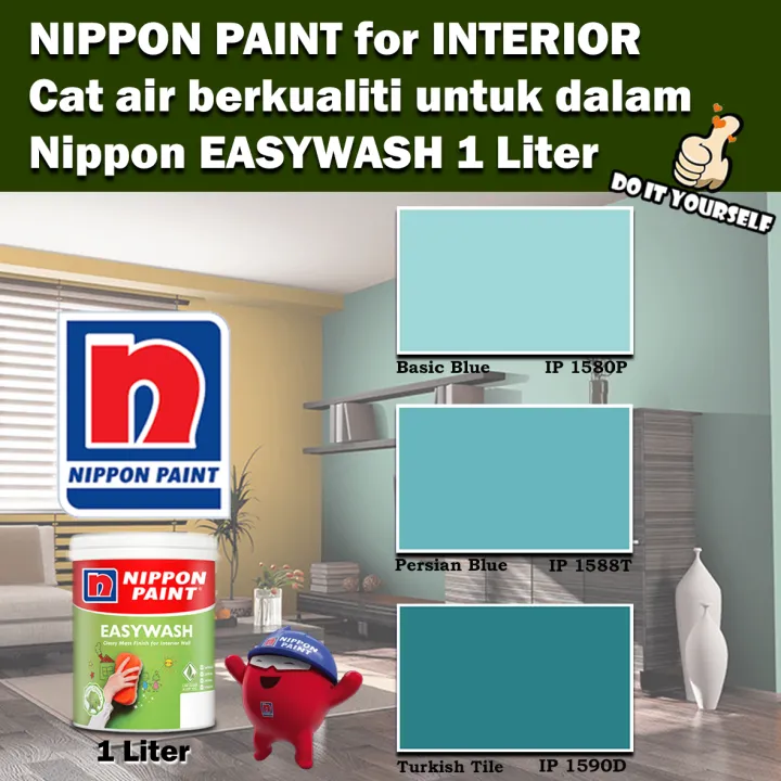 Nippon Paint EasyWash Interior collection 1 & 5 Liter Basic Blue 1580P
