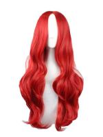 Curly Wigs Fei-Show Synthetic Heat Resistant Fiber Long Red Middle Part Line Hair Costume Cos-play Women Peruca Female Hairpiece Wig  Hair Extensions