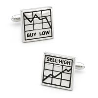 Stock Market Design Buy Low amp; Sell High Cufflinks For Men Quality Copper Material Silver Color Cuff Links Wholesale amp;retail