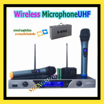 ไมโครโฟนไร้สาย ไมค์ลอยคู่ UHF ประชุม ร้องเพลง พูด WIRELESS Microphone รุ่น A-ONE RV-3000