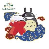 EARLFAMILY สติกเกอร์ติดรถขนาด13ซม. X 10.7ซม. Totoro สติ๊กเกอร์กันน้ำตกแต่งรถห้องเย็นกราฟฟิตี้หน้าต่างแล็ปท็อปรถจักรยานยนต์