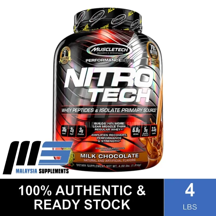 MuscleTech Nitro Tech 4lbs Nitrotech Whey Protein Isolate Fast Muscle Recovery Lean Muscle