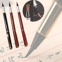 Fountain Pen Type Wooden Brush Pens Portable Calligraphy Pens Retro Chinese Style Replaceable Ink Sac Wolf Hair Writing Supplies