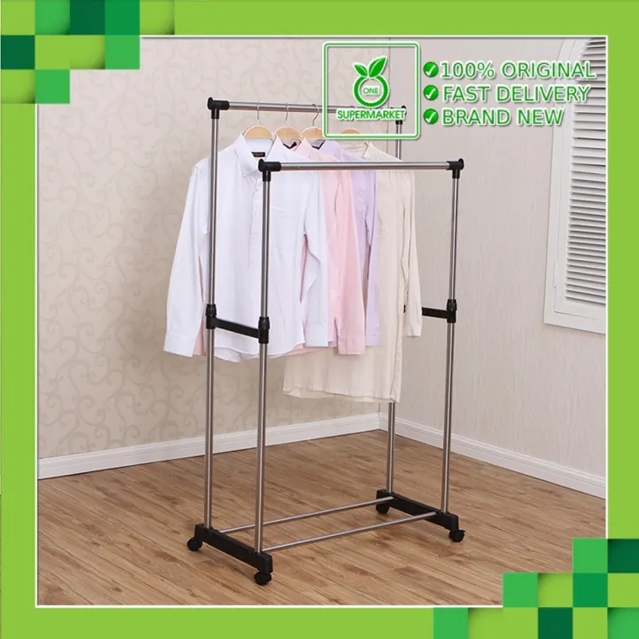 Indoor Double Pole telescopic Clothes Rack Lazada PH