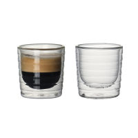 2PCS 150ml Double Wall Glass Layed Insulated Heat Resistant Coffee Cups Set for Espresso Latte Drinks Cup of Coffee Mug 5oz