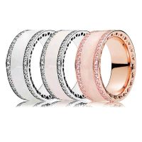 【lz】㍿๑☽  Anel de prata esterlina 925 com cristal para mulheres esmalte rosa e claro corações de banda joias presente moda novo