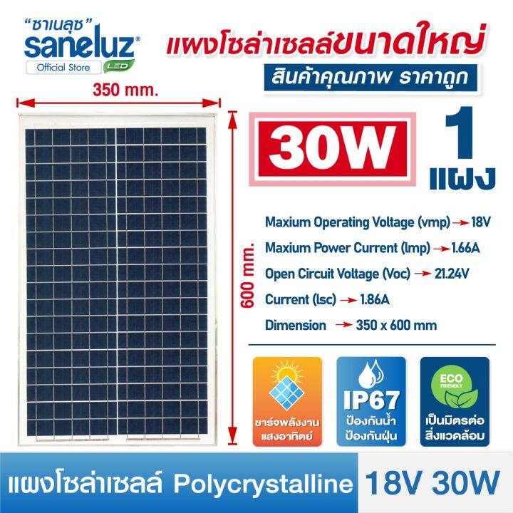 saneluz-แผงโซล่าเซลล์-18v-30w-polycrystalline-ความยาวสาย-1-เมตร-solar-cell-solar-light-โซล่าเซลล์-solar-panel-ไฟโซล่าเซลล์-สินค้าคุณภาพ-ราคาถูก-vnfs