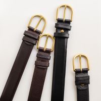 Leather Belt (ความกว้าง 3 cm) เข็มขัดหนัง smooth สี black / สี brown หัวทองเหลือง-London brown