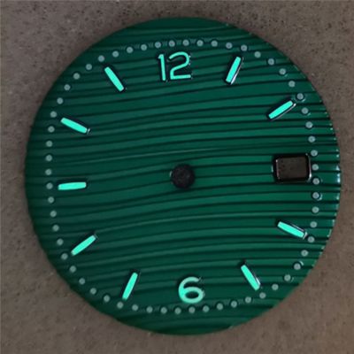 ♙❀ 30.5MM srebrne cyfry zielony zegarek świetlny dla ruchu NH35/36