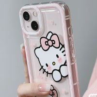 เคสไอโฟนxrบอดี้13pro สาวหัวใจสีชมพูคิตตี้แอปเปิ้ล 14/13promax เคสโทรศัพท์มือถือ 12/11 ใส xr/xs ป้องกันการตก 7/8p หญิง