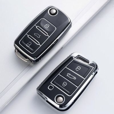 SAMEPLE ฝาครอบเต็มรูปแบบ เคสกุญแจรถ ตัวป้องกันกุญแจ ที่วางของ ปลอกหุ้มกุญแจ ของใหม่ ทีพียูนุ่ม เคสกุญแจรีโมท สำหรับ VW Volkswagen/เสื้อโปโลโปโล/Non-English Words/B7 B6 Passat B5/Golf 7 MK/เจ็ตตา อุปกรณ์เสริมรถยนต์