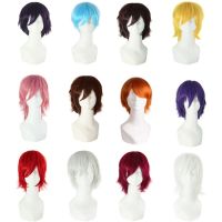 AIMISI Chemical Fiber Synthetic Wig Animation Cosplay Men 39;s Short Hair Inverted False Hair Color Short Straight Hair